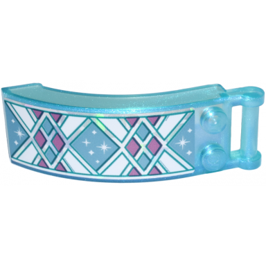 satin trans-light blue windscreen 6 x 2 x 2 with bar handle with silver holographic dark pink dark turquoise and white diamonds lines and sparkles pattern sticker - set 43244