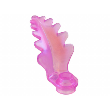 satin trans-dark pink plant plate round 1 x 1 with curved upright leaf