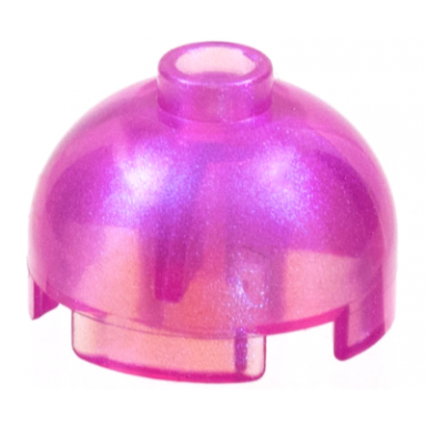 satin trans-dark pink brick round 2 x 2 dome top