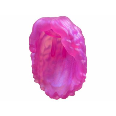 satin trans-dark pink mini doll hair long full curly parted on left - 3 internal supports