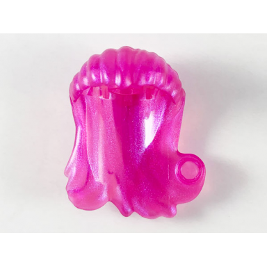 satin trans-dark pink minifigure hair trolls long in back with stud