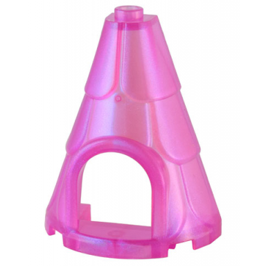 satin trans-dark pink tower roof 2 x 4 x 4 half cone shaped with roof tiles and window