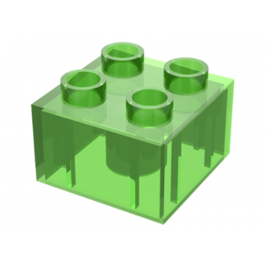 trans-light bright green duplo brick 2 x 2