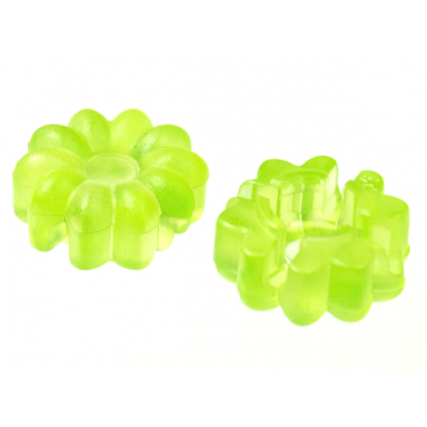 trans-light bright green clikits icon flower 10 petals 2 x 2 small with hole frosted solid and transparent colors