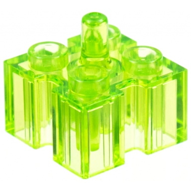 trans-light bright green brick modified 2 x 2 with channels and top peg