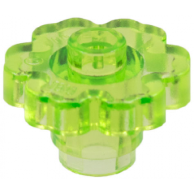 trans-light bright green plant flower 2 x 2 rounded - open stud