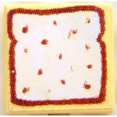 light yellow tile 2 x 2 with bread toast pattern sticker - set 3123