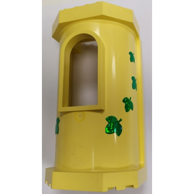 light yellow belville wall tower with window with 8 green glitter leaves pattern on both sides stickers - set 5805
