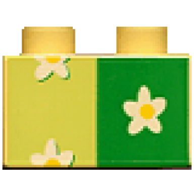 light yellow duplo brick 2 x 2 with flower wallpaper pattern