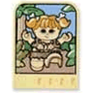story builder meet the dinosaurs card with caveman girl pattern