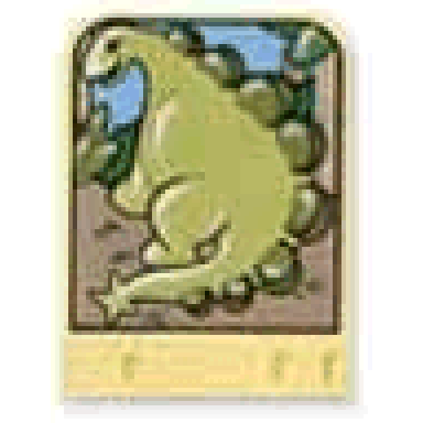 light yellow story builder meet the dinosaurs card with green dinosaur pattern