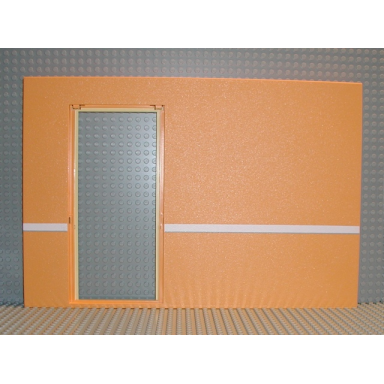 light yellow scala wall vertical grooved 40 x 2 x 22 2 3 with door with white stripe on medium orange background pattern