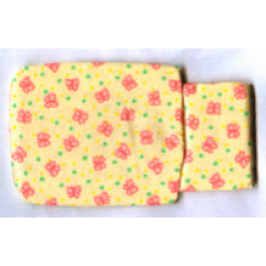 light yellow scala cloth sleeping bag baby with pink butterflies and green and yellow dots pattern