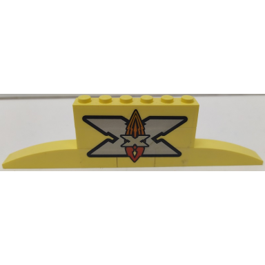 light yellow stickered assembly 14 x 6 x 3 with island xtreme stunts logo pattern sticker - set 6740 - 2 brick 1 x 6 1 brick 2 x 6 2 slope curved 6 x 1