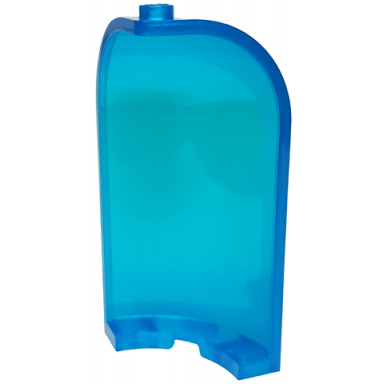 satin trans-dark blue panel 3 x 3 x 6 corner convex with curved top