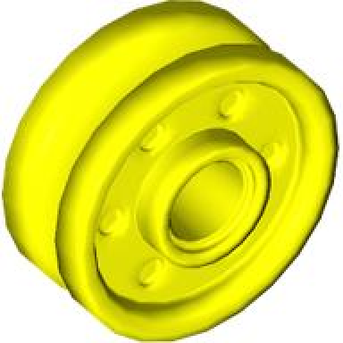 neon yellow wheel 18mm d x 8mm with fake bolts and deep spokes with inner ring