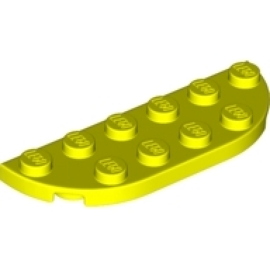 neon yellow plate round corner 2 x 6 double