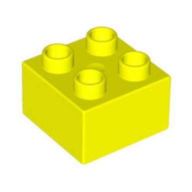 neon yellow duplo brick 2 x 2