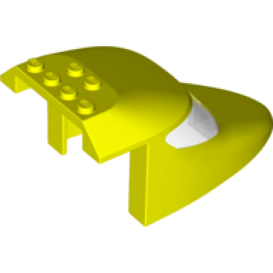 neon yellow aircraft fuselage forward top curved 6 x 10 x 4 with 2 window panes with molded trans-clear glass pattern