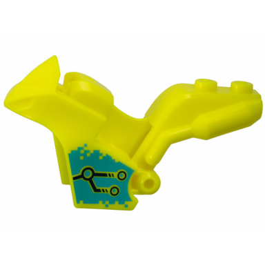 neon yellow motorcycle fairing stuntz sport bike tapered front with black circuitry on medium azure background pattern