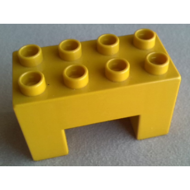 dark yellow duplo brick 2 x 4 x 2 with 2 x 2 cutout on bottom