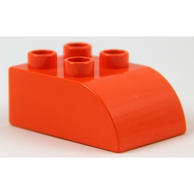 dark salmon duplo brick 2 x 3 slope curved