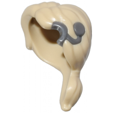 minifigure hair ponytail side part with molded dark bluish gray cochlear implant pattern