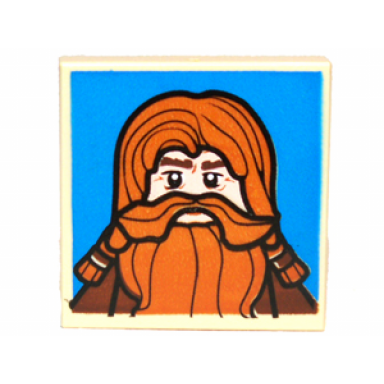 tile modified 2 x 2 inverted with red-haired dwarf on blue background pattern