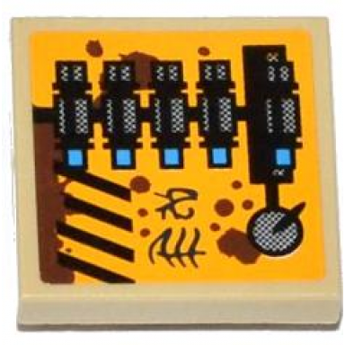 tile modified 2 x 2 inverted with grille alien characters rust knob and mechanical pattern model left side sticker - set 70002