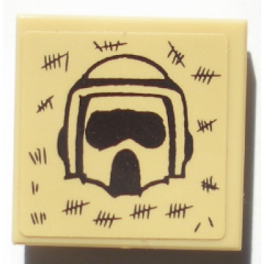 tile modified 2 x 2 inverted with sw scout trooper helmet and tally marks pattern sticker - set 10236