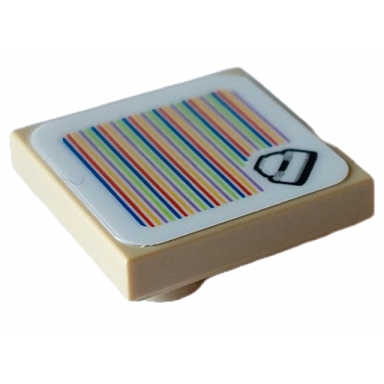 tan tile modified 2 x 2 inverted with super mario scanner code cake pattern sticker - set 71408
