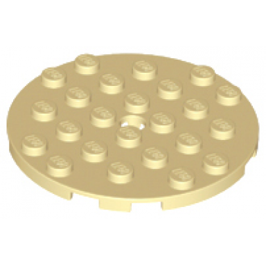 tan plate round 6 x 6 with hole