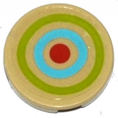tile round 2 x 2 with bottom stud holder with lime medium blue and red target pattern sticker - set 41051