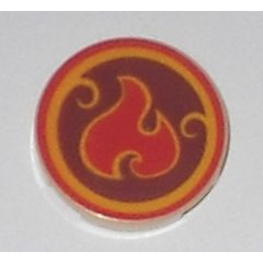 tile round 2 x 2 with bottom stud holder with elves fire power icon pattern