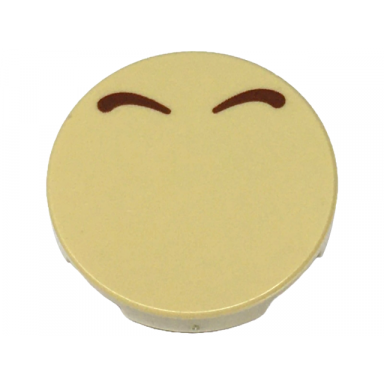tan tile round 2 x 2 with bottom stud holder with 2 reddish brown curved lines pattern super mario bowser nostrils