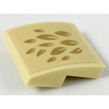 tan slope curved 2 x 2 x 2 3 with gold feathers pattern model front sticker - set 75952