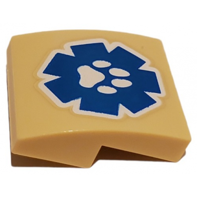 tan slope curved 2 x 2 x 2 3 with white paw print on blue wildlife rescue logo pattern