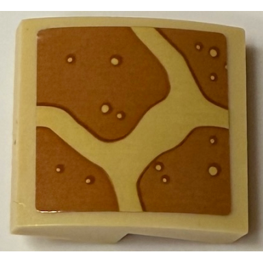 tan slope curved 2 x 2 x 2 3 with medium nougat stones and dots pattern sticker - set 43231