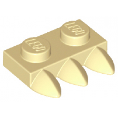 tan plate modified 1 x 2 with 3 teeth