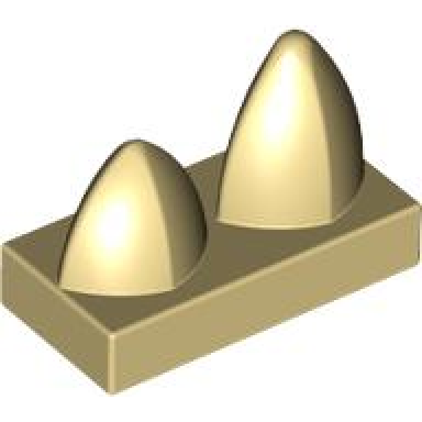 tan tile modified 1 x 2 with 2 teeth vertical
