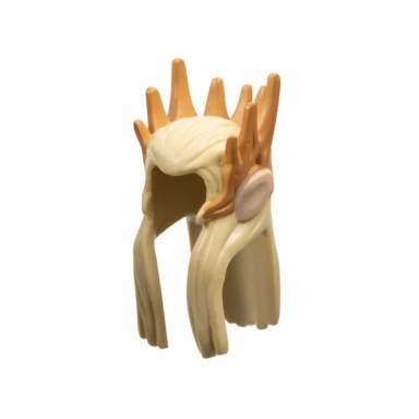 tan minifigure hair long with medium nougat spikes and light nougat elf ears pattern