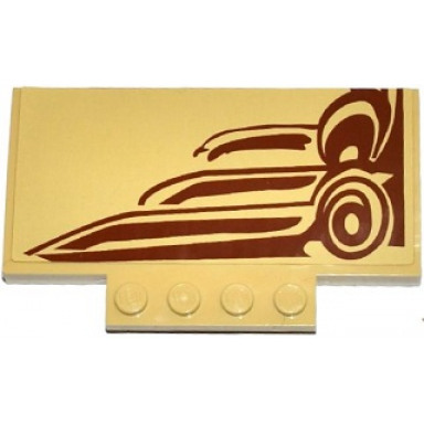 tan slope curved 5 x 8 x 2 3 with 4 studs with sw wookiee gunship top pattern model left side sticker - set 75084