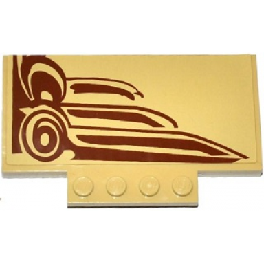 tan slope curved 5 x 8 x 2 3 with 4 studs with sw wookiee gunship top pattern model right side sticker - set 75084