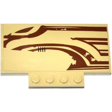 tan slope curved 5 x 8 x 2 3 with 4 studs with sw wookiee gunship front pattern model left side sticker - set 75084