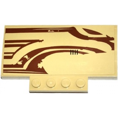 tan slope curved 5 x 8 x 2 3 with 4 studs with sw wookiee gunship front pattern model right side sticker - set 75084