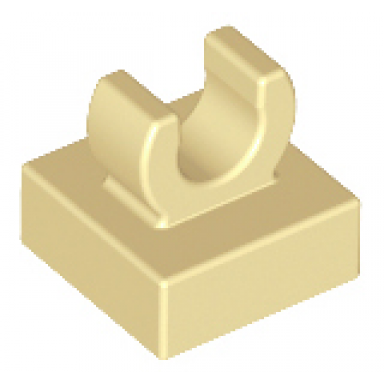 tan tile modified 1 x 1 with open o clip