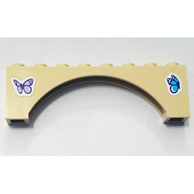tan arch 1 x 8 x 2 raised arch with lavender butterfly on left side and medium azure butterfly on right side pattern stickers - set 41325