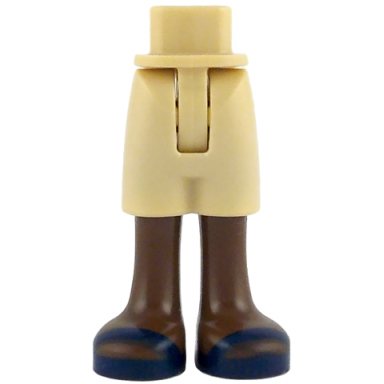 tan mini doll hips and shorts with molded umber legs and printed dark blue sandals pattern - thin hinge