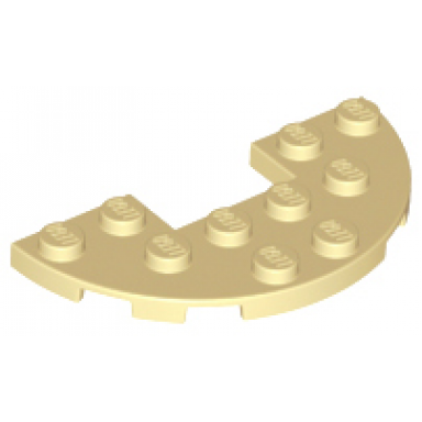 tan plate round half 3 x 6 with 1 x 2 cutout
