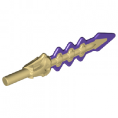 tan minifigure weapon sword serrated with snake skull hilt and dark purple blade pattern